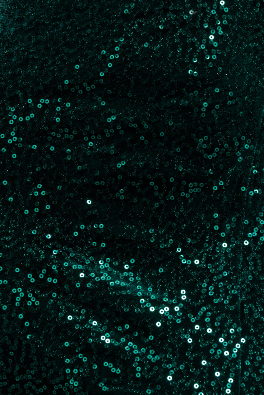 Goddiva Sequin Velvet Bandeau Maxi Dress - Emerald Green