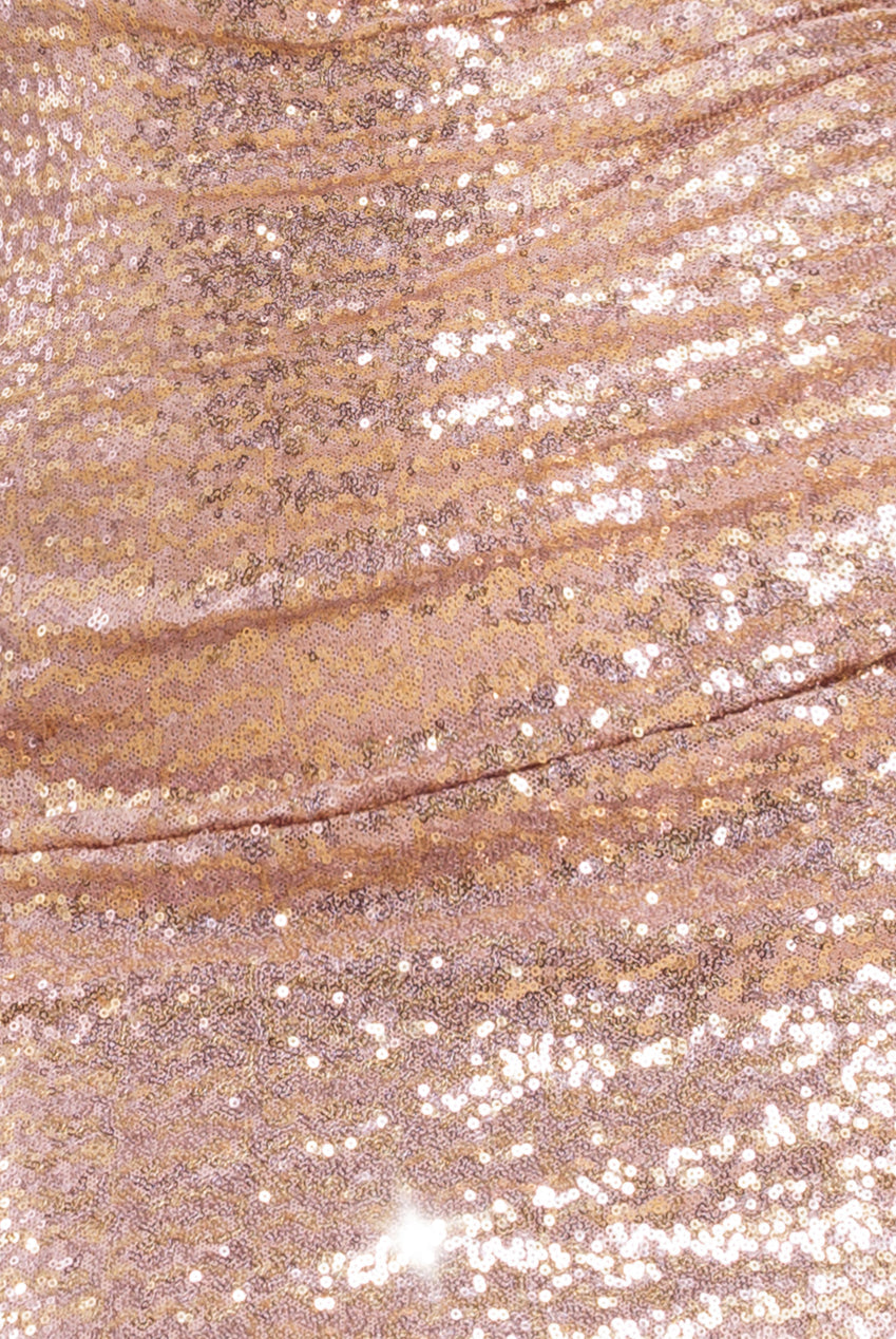 Goddiva Off The Shoulder Sequin Wing Maxi Dress - Champagne