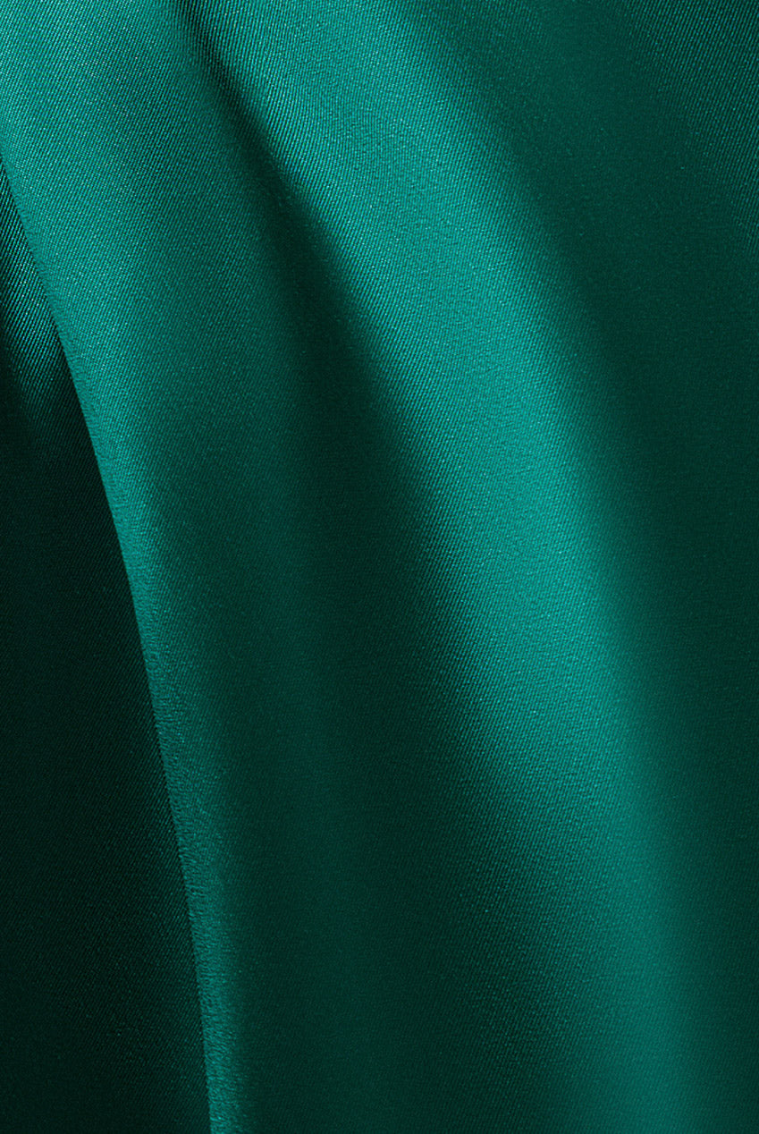 Goddiva Sequin & Satin Dipped Hem Midi Dress - Emerald