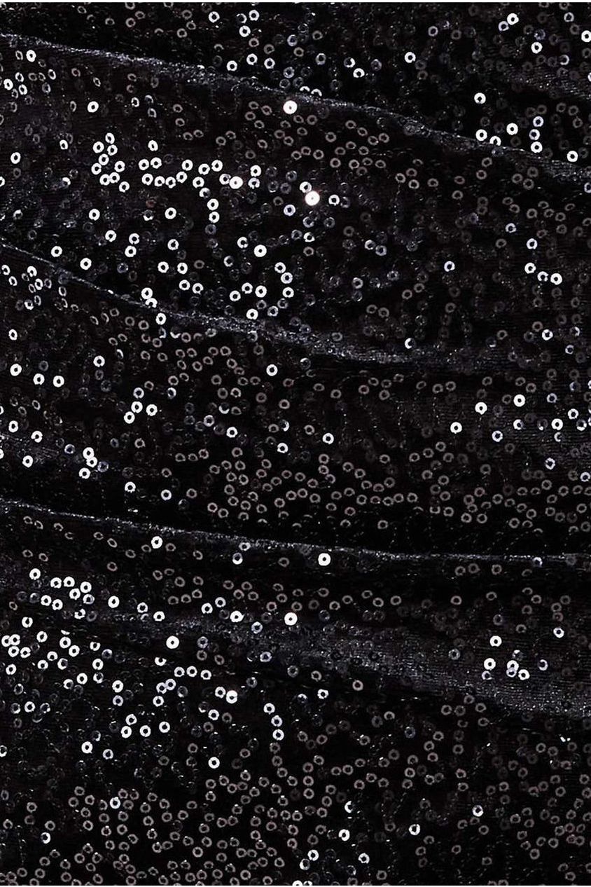 Goddiva Plus Sequin & Velvet Bardot Maxi Dress - Black