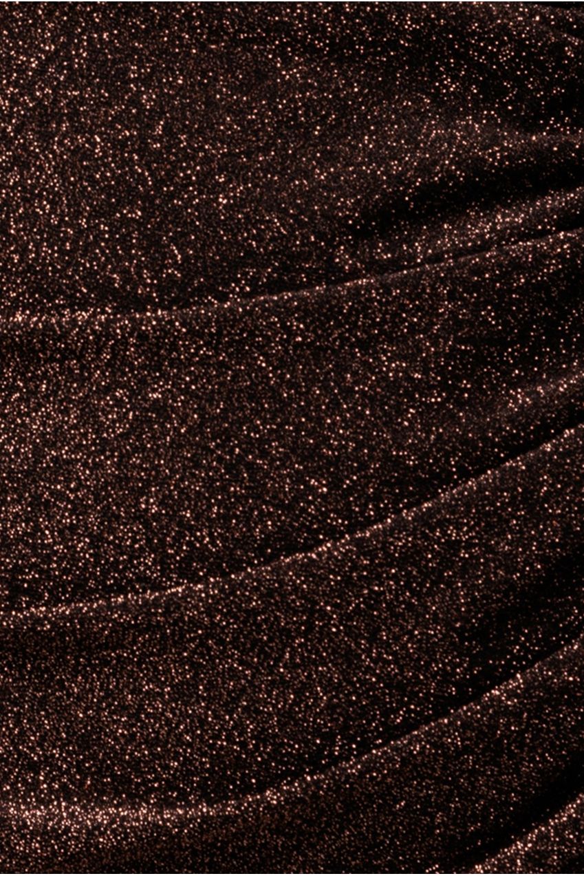Goddiva Open Lurex Back One Sleeve Maxi Dress - Bronze