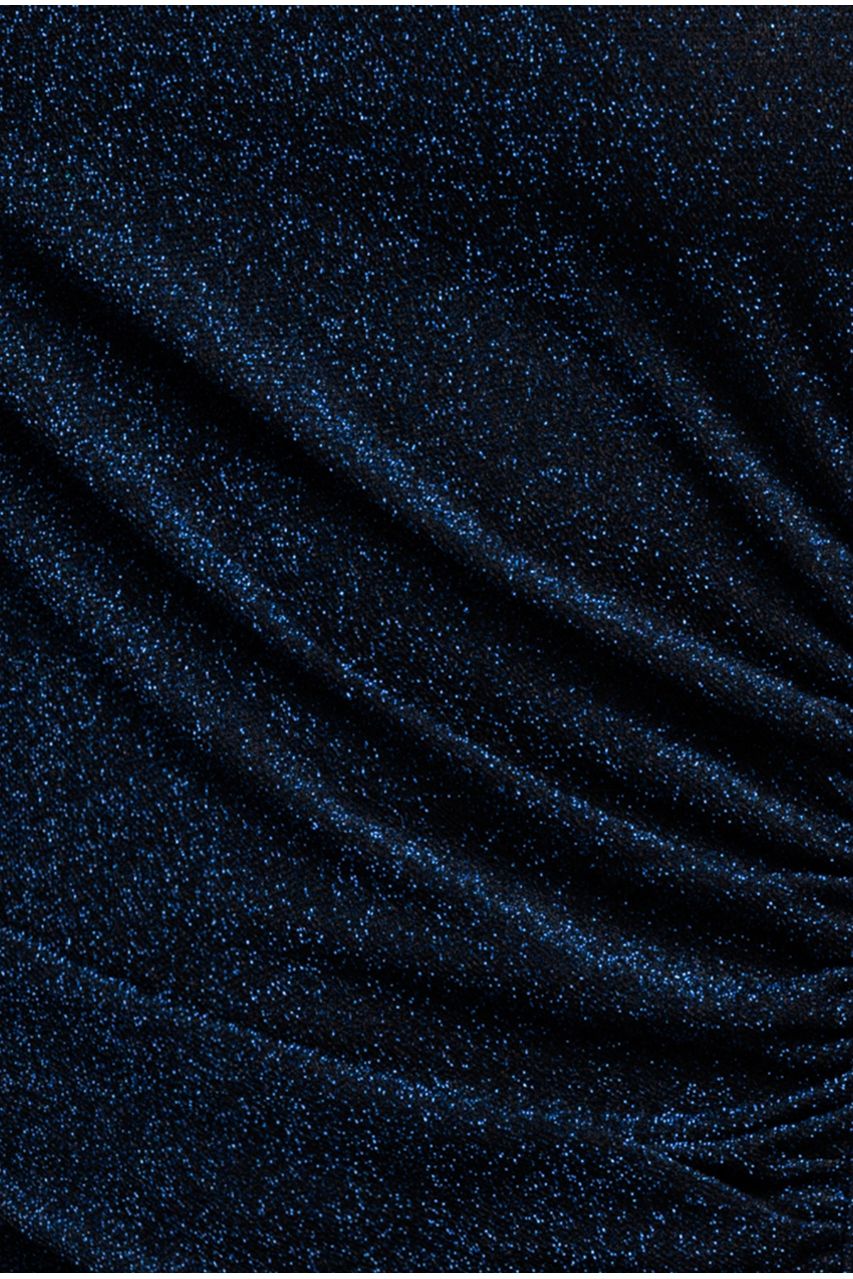 Goddiva Open Lurex Back One Sleeve Maxi Dress - Royal Blue