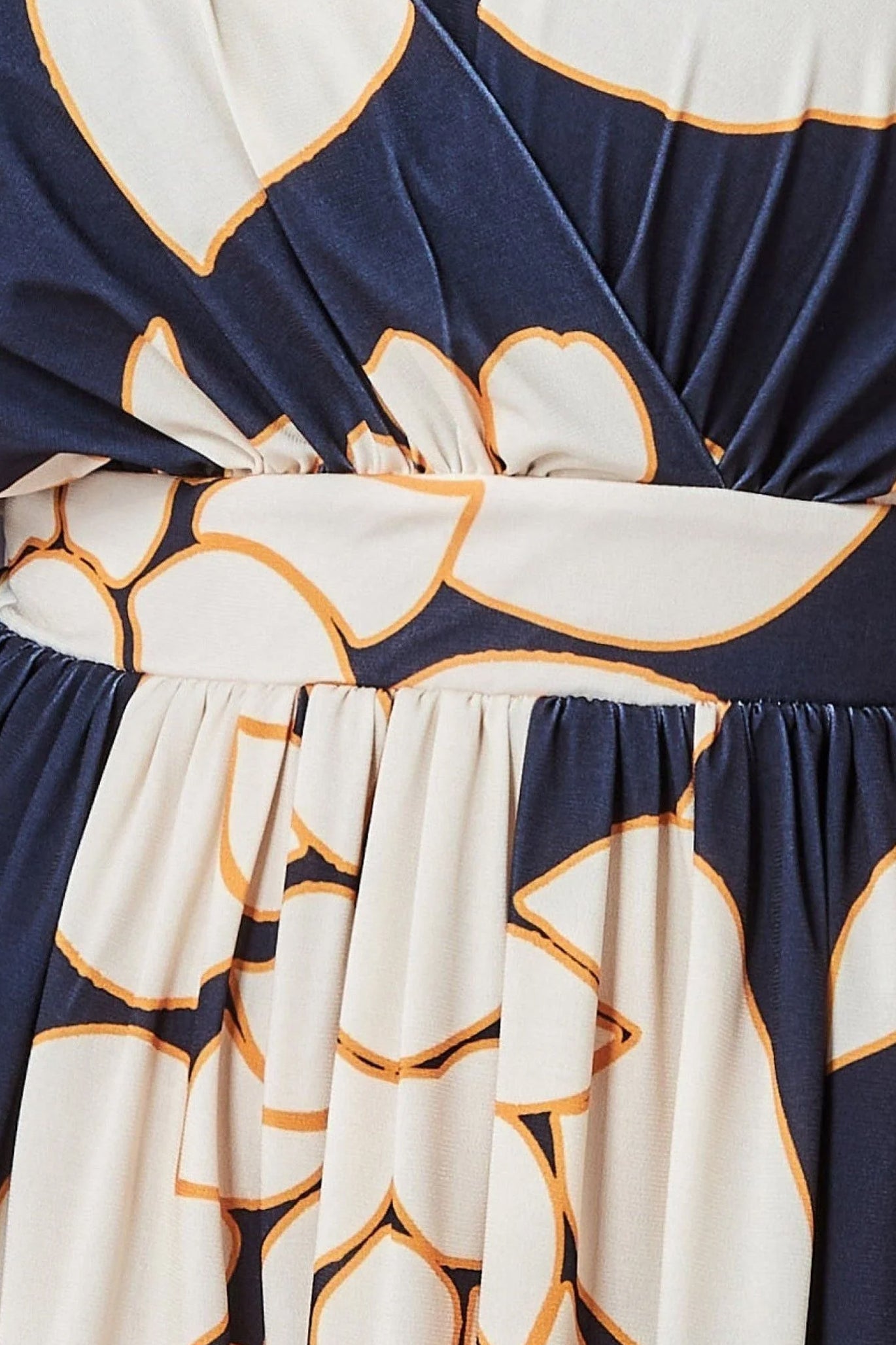 Goddiva Leaf Print Flutter Sleeve Midi - Navy