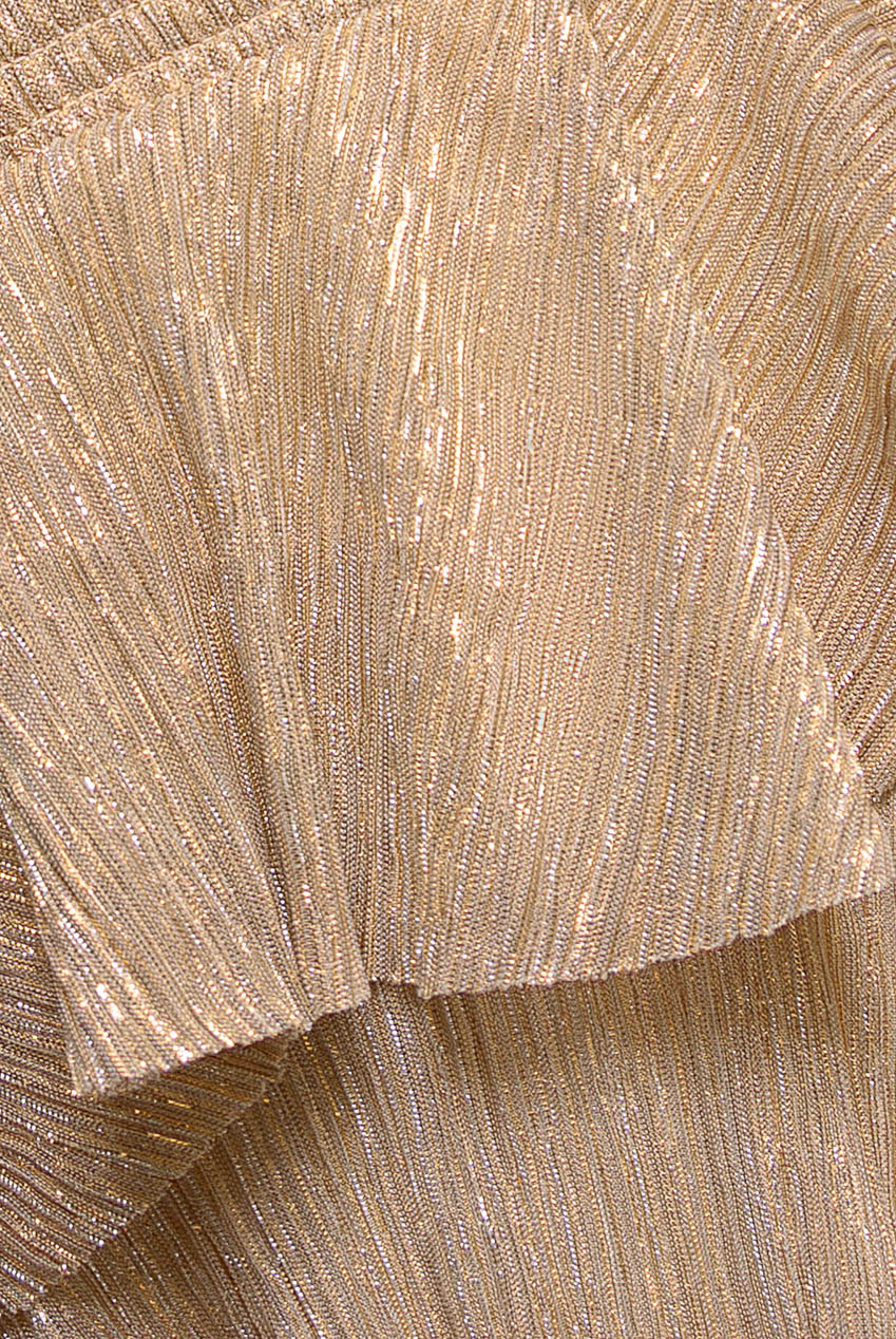 Goddiva Crinkle Lurex High Low Layered Midi Dress - Champagne