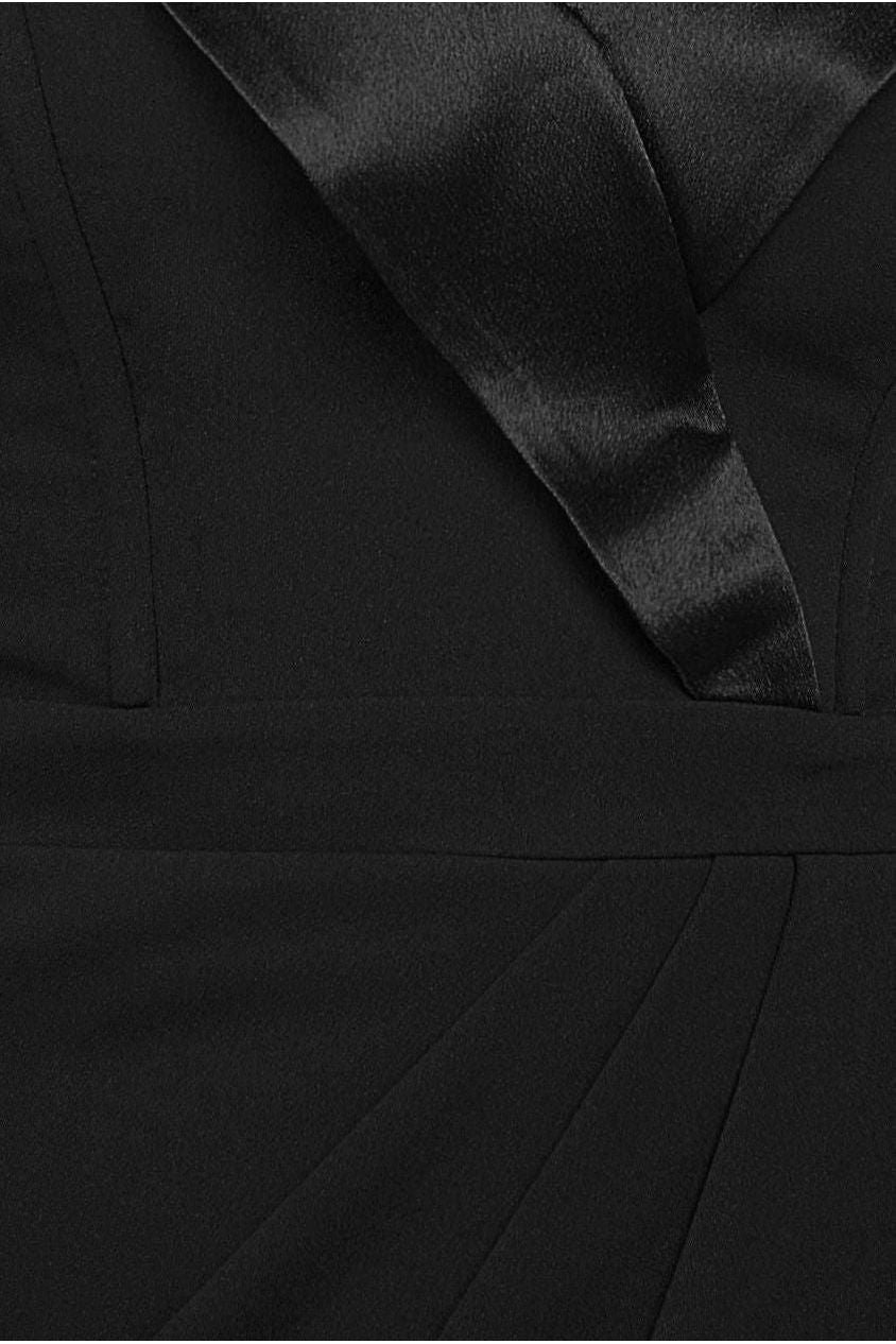 Goddiva Satin Collar Scuba Midi Dress - Black