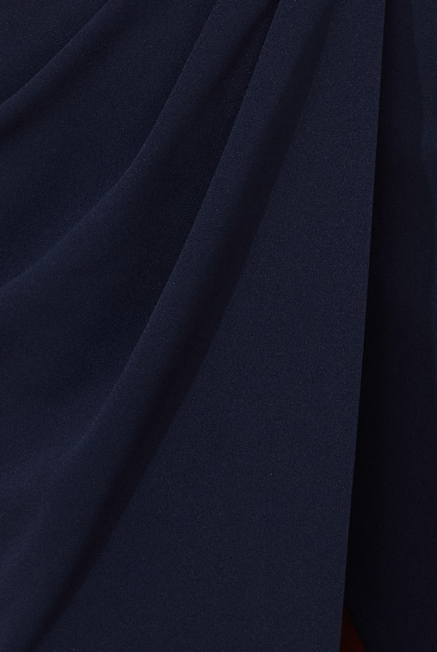 Goddiva Satin Collar Scuba Midi Dress - Navy