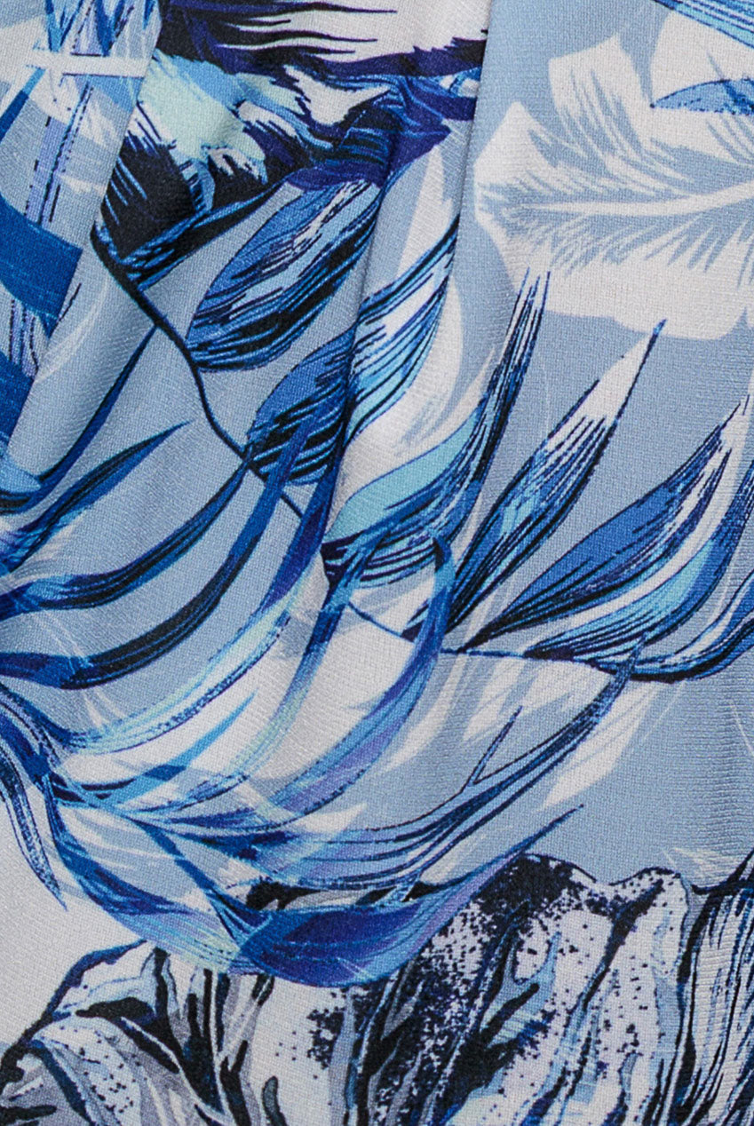 Goddiva Tropical Print Midi With Batwing Sleeves - Blue