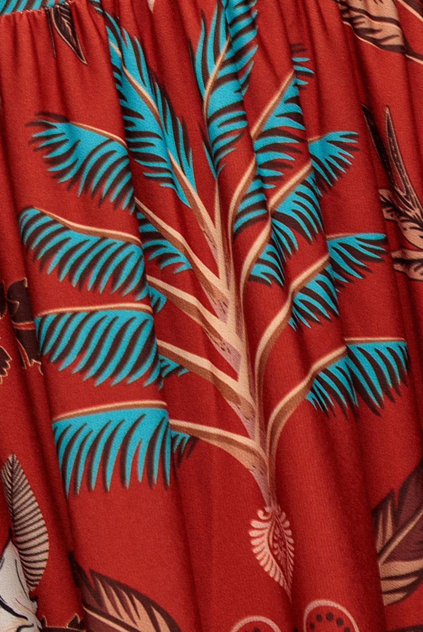 Goddiva Printed Tie Back Maxi - Orange