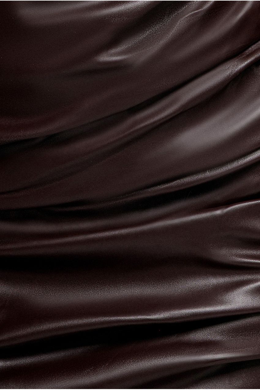 Goddiva Cut Out Faux Leather Mini Dress - Brown