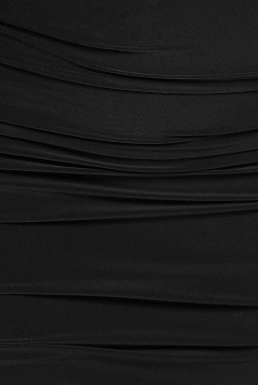 Goddiva Cut Out Ruched Midi With Drawstring - Black