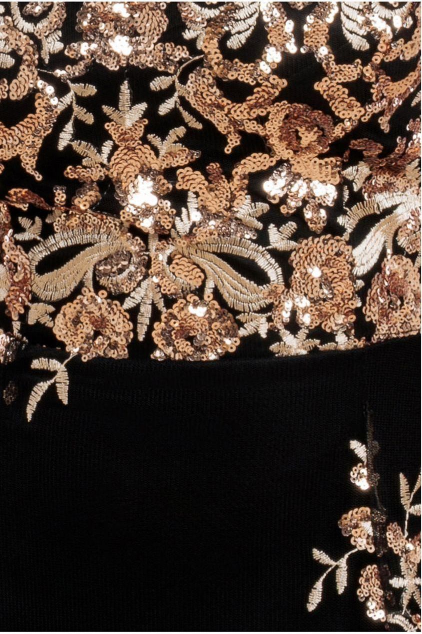 Goddiva Bardot Sequin & Lace High Low Midi - Champagne