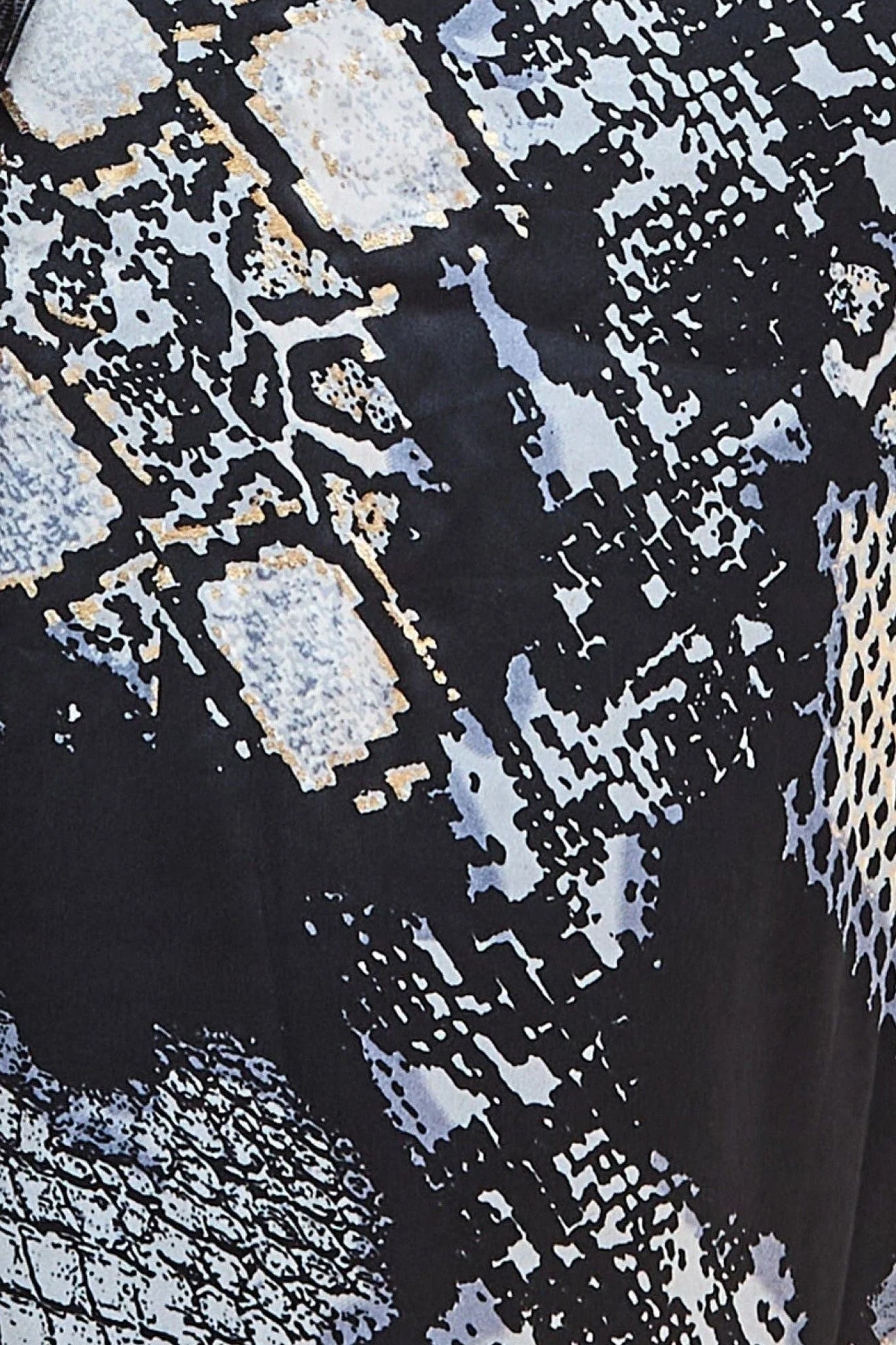 Goddiva Foil Print Wrap Midi With Tassels - Black