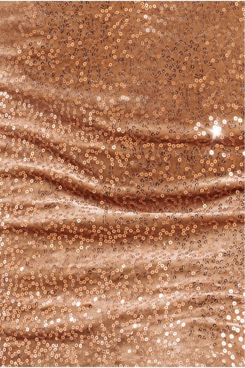 Goddiva Bandeau Sequin & Velvet Midi Dress - Champagne