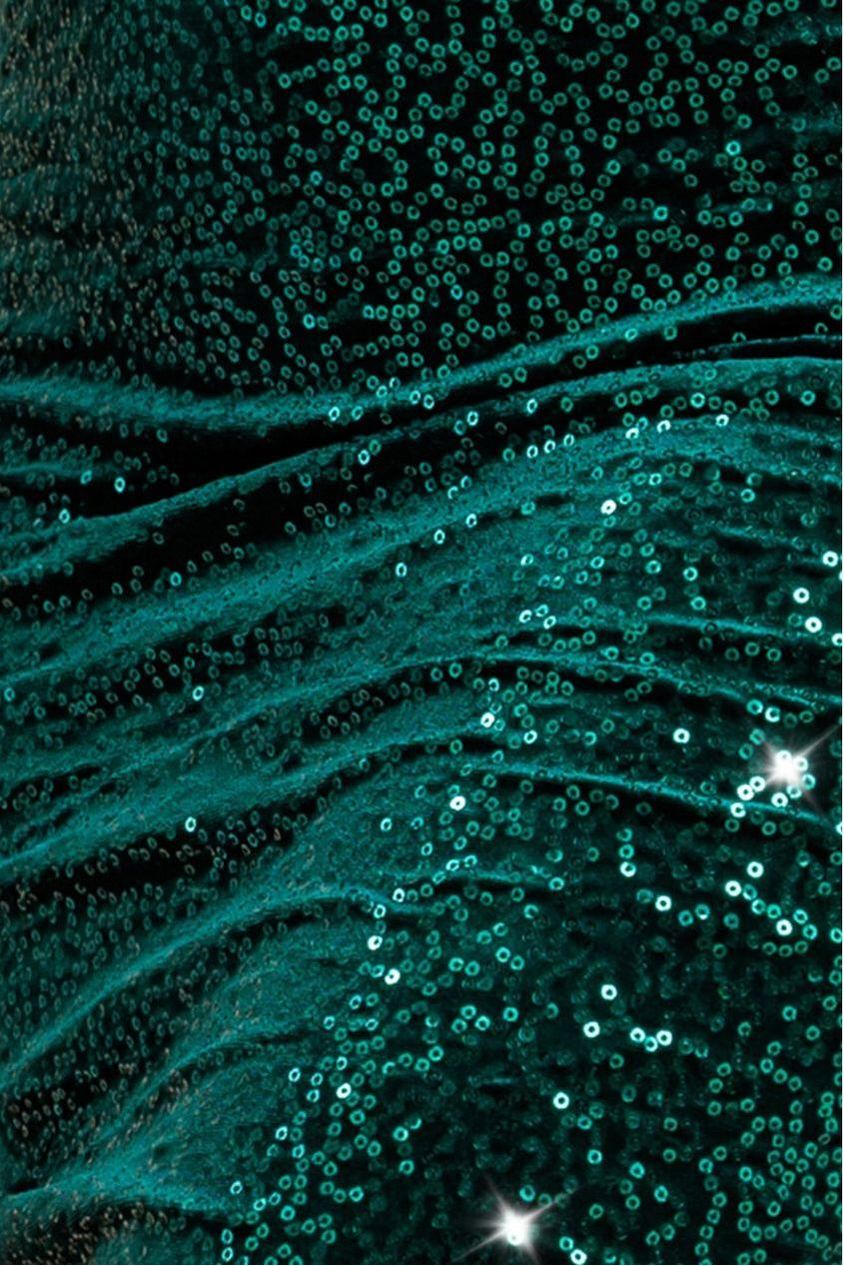 Goddiva Bandeau Sequin & Velvet Midi Dress - Emerald Green