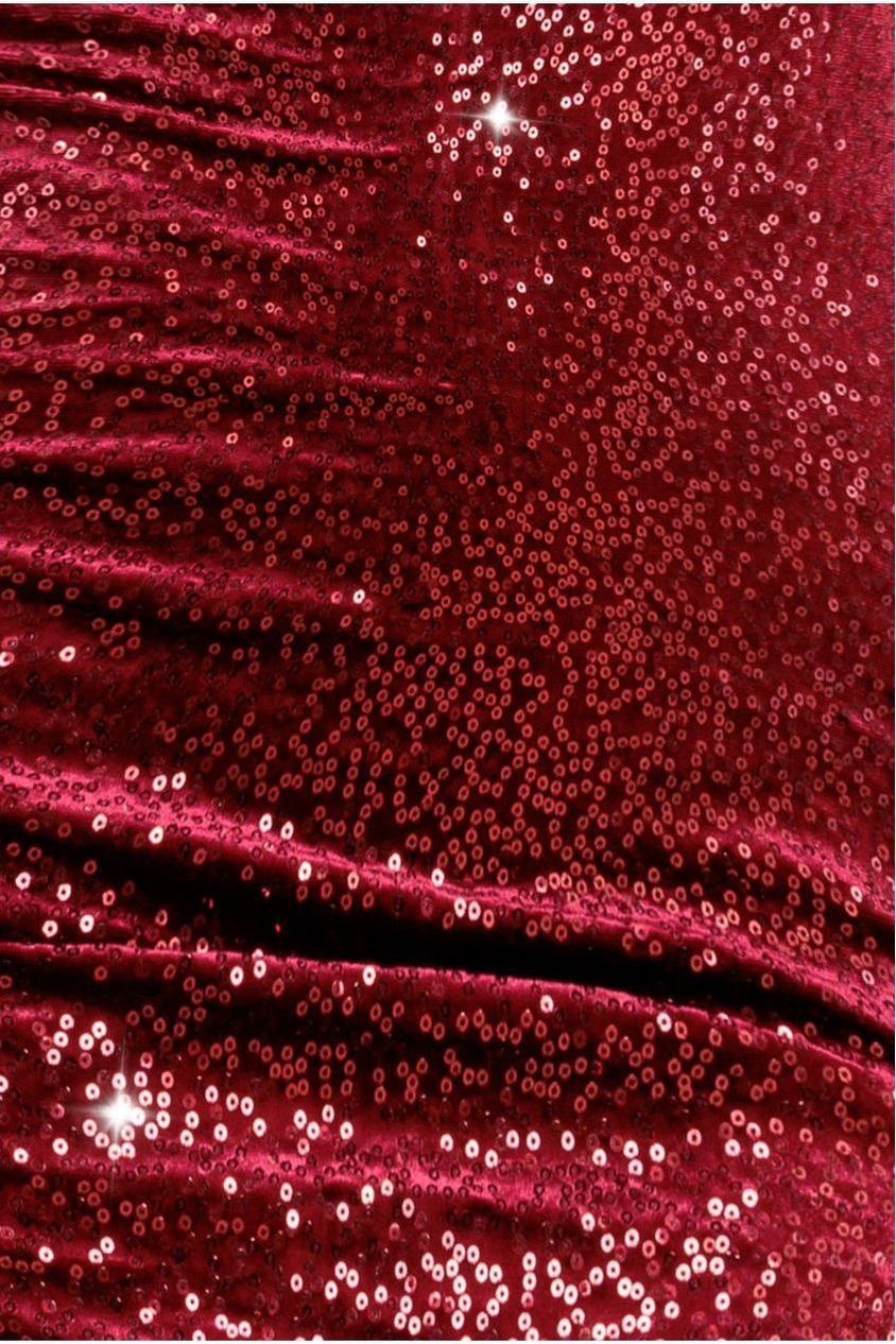 Goddiva Bandeau Sequin & Velvet Midi Dress - Wine