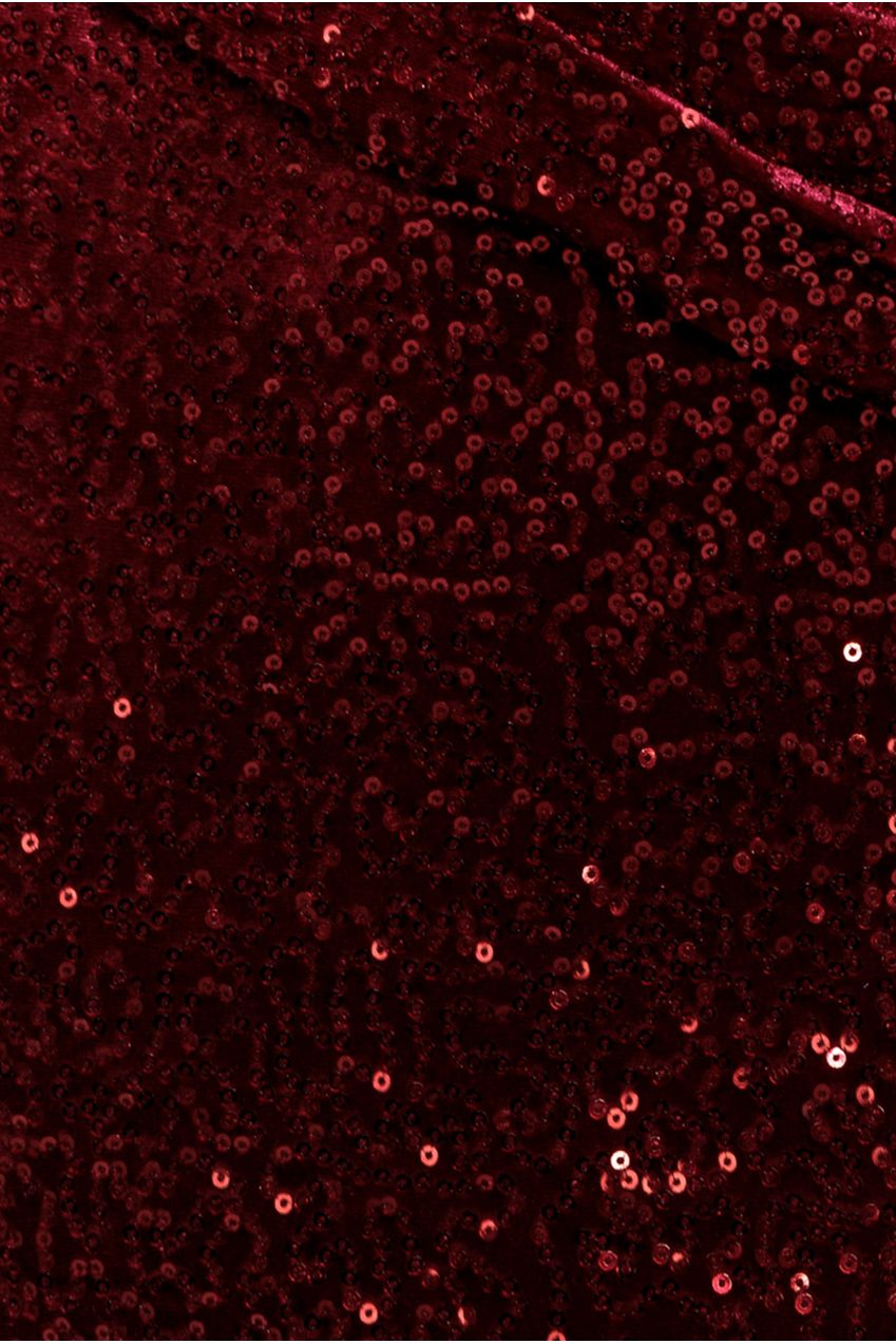 Goddiva Sequin & Velvet Bardot Midi Dress - Wine