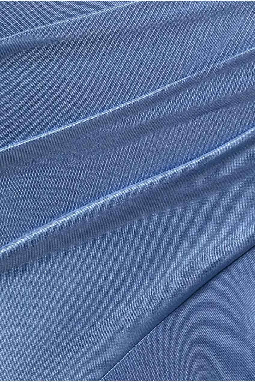 Goddiva Satin Off Shoulder Pleated Maxi Dress - Dusty Blue