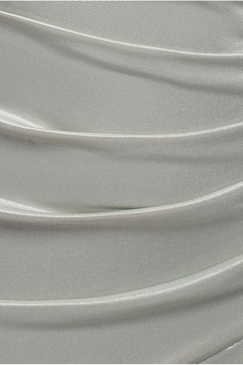 Goddiva Satin Off Shoulder Pleated Maxi Dress - Sage Green