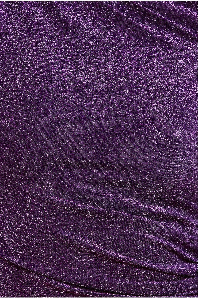 Goddiva Open Back One Sleeve Lurex Midi - Purple