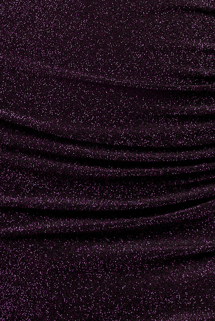 Goddiva Open Back One Sleeve Lurex Midi - Purple