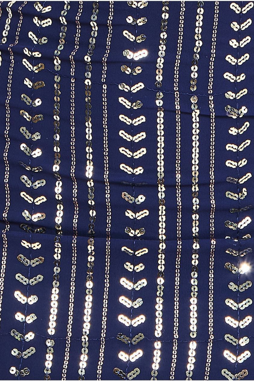 Goddiva Patterned Sequin Cut Out Midi Dress - Navy