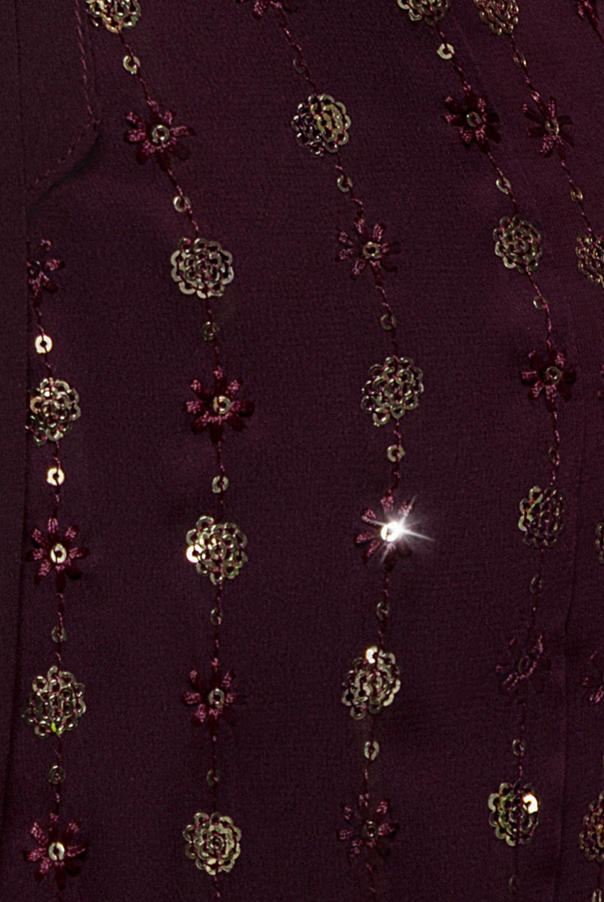 Goddiva Wrap Over Sequin Mini Dress - Wine