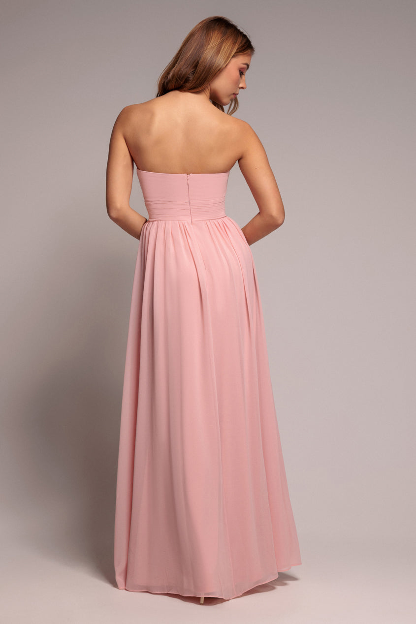 Goddiva Bridesmaids Chiffon Maxi Dress - Blush