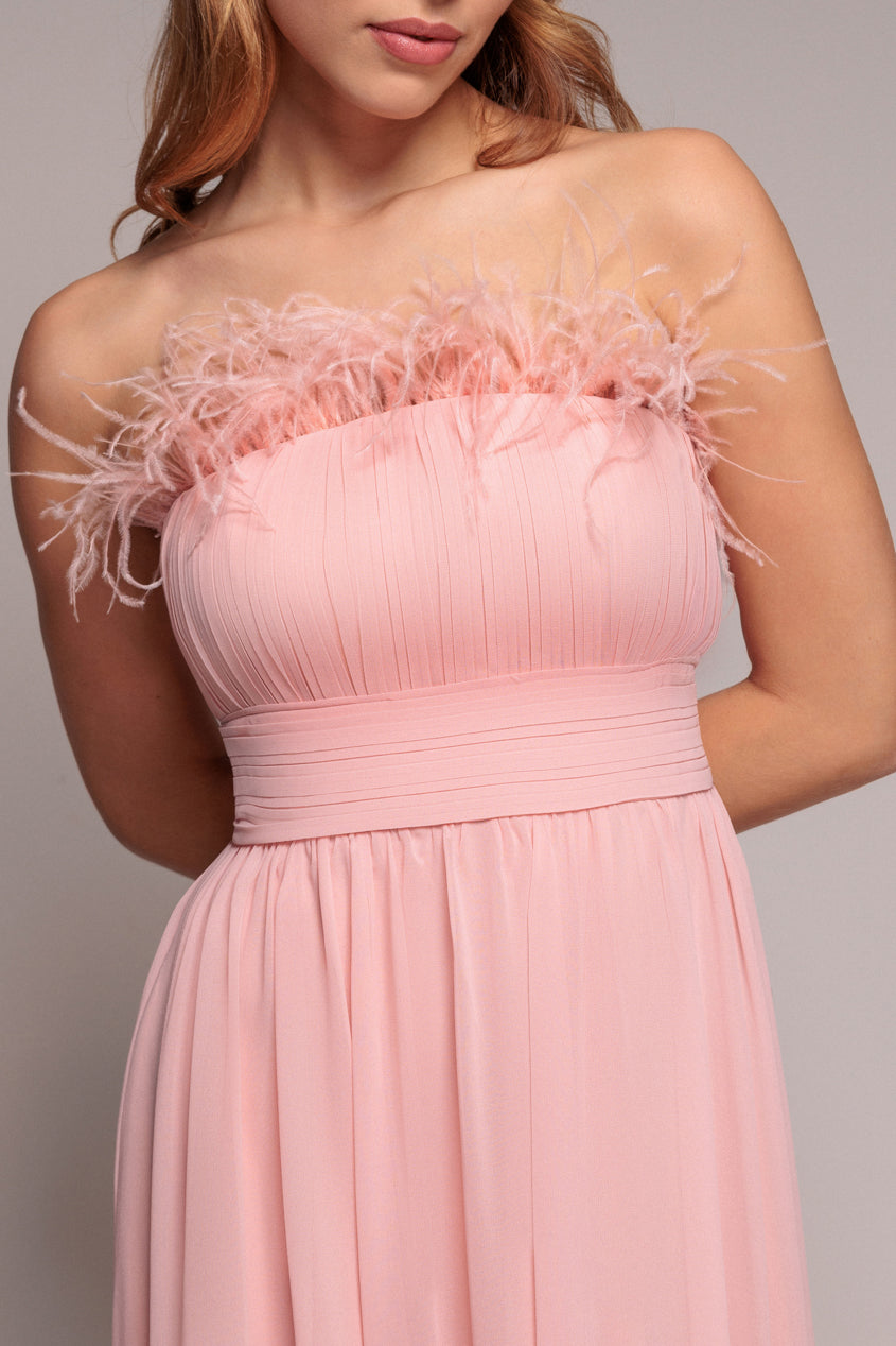 Goddiva Bridesmaids Chiffon Maxi Dress - Blush