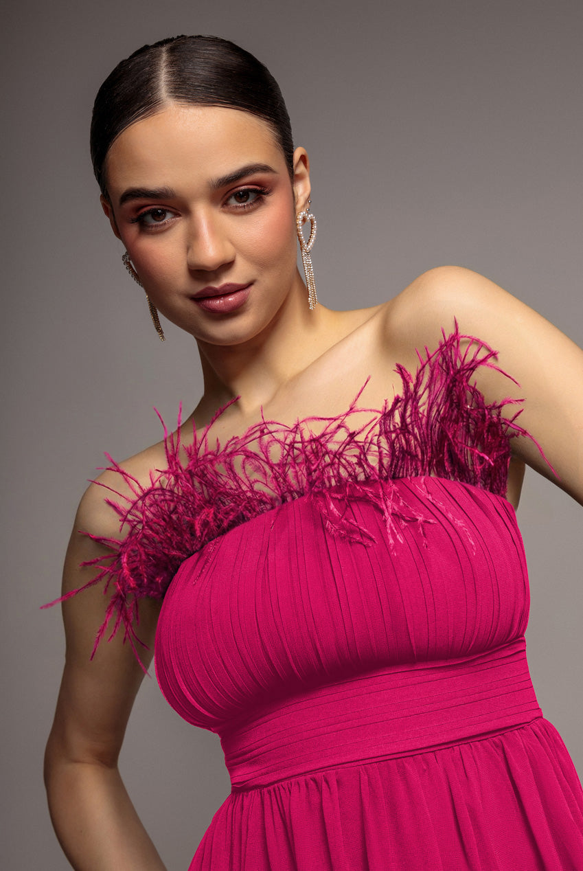 Goddiva Bridesmaids Chiffon Maxi Dress - Hot Pink