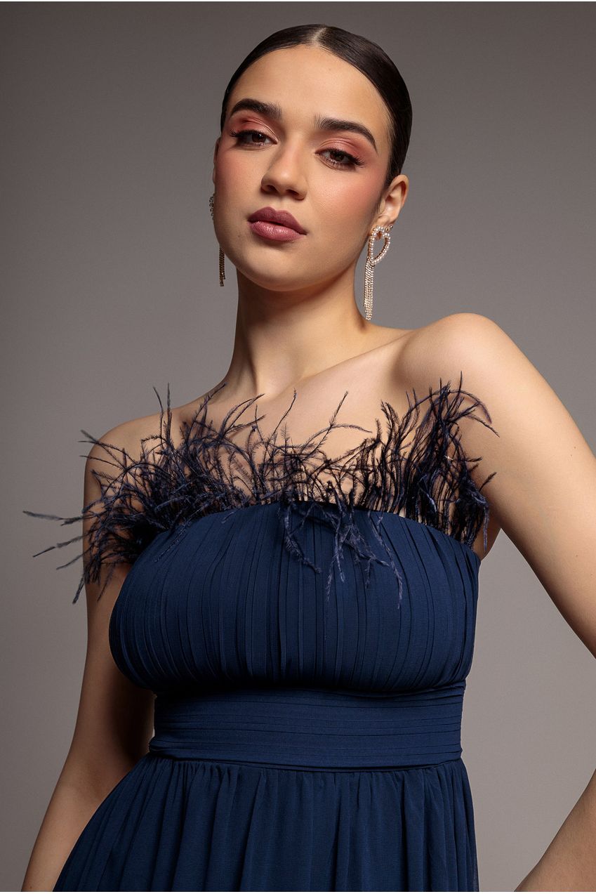 Goddiva Bridesmaids Chiffon Maxi Dress - Navy