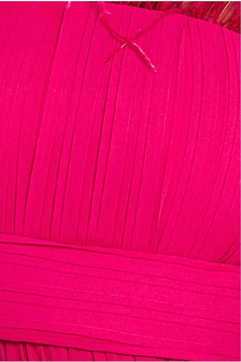 Goddiva Bridesmaids Chiffon Maxi Dress - Hot Pink