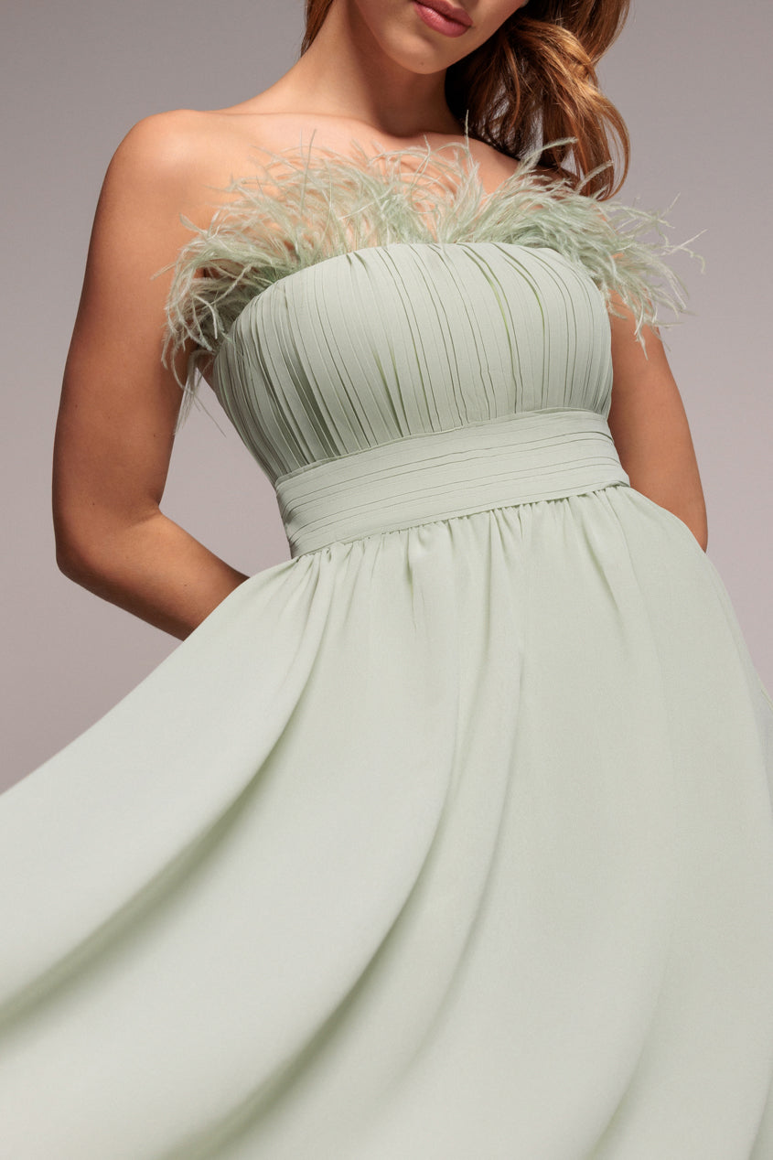 Goddiva Bridesmaids Chiffon Maxi Dress - Sage Green