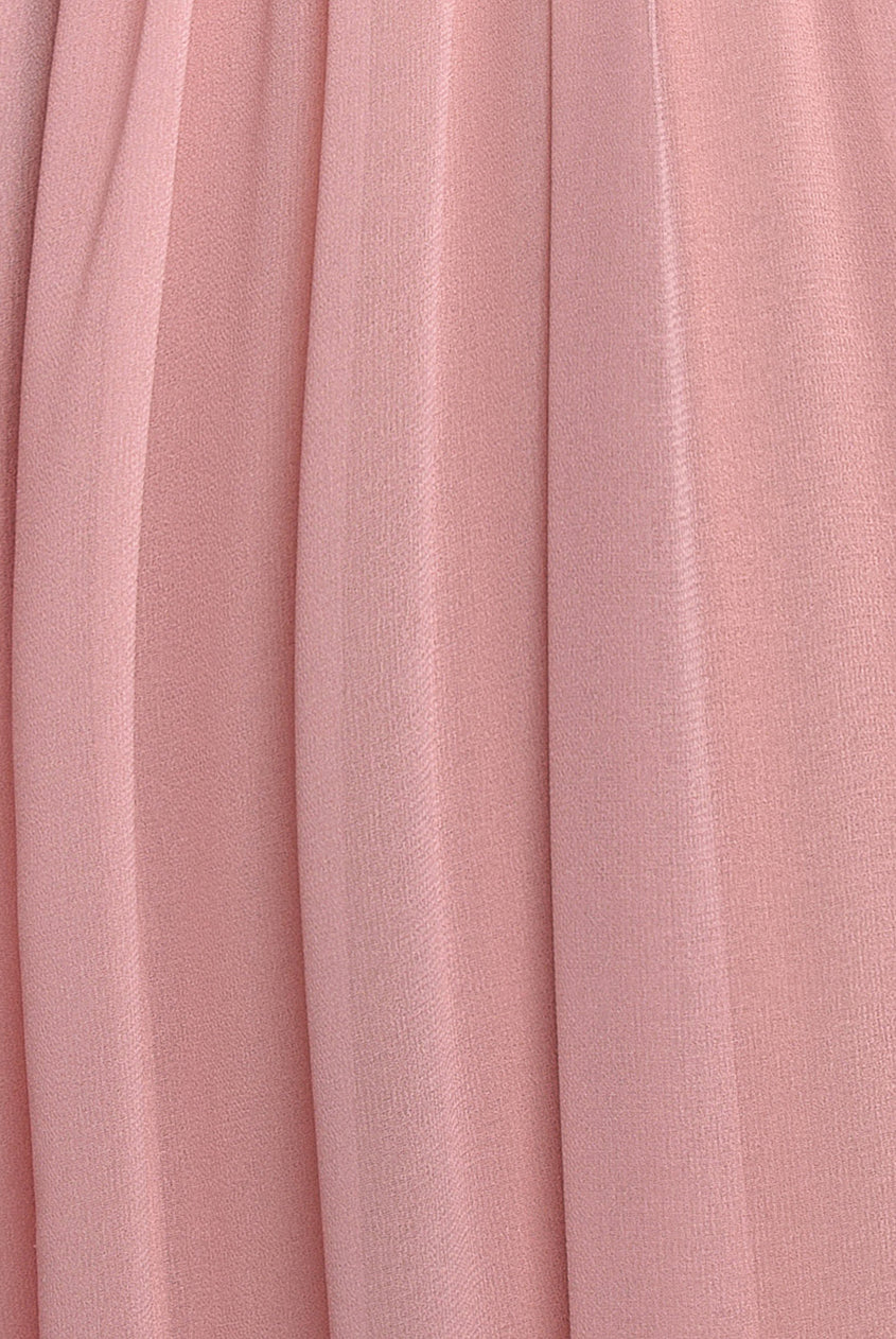 Goddiva Chiffon Off The Shoulder Maxi With Cape Sleeves - Blush
