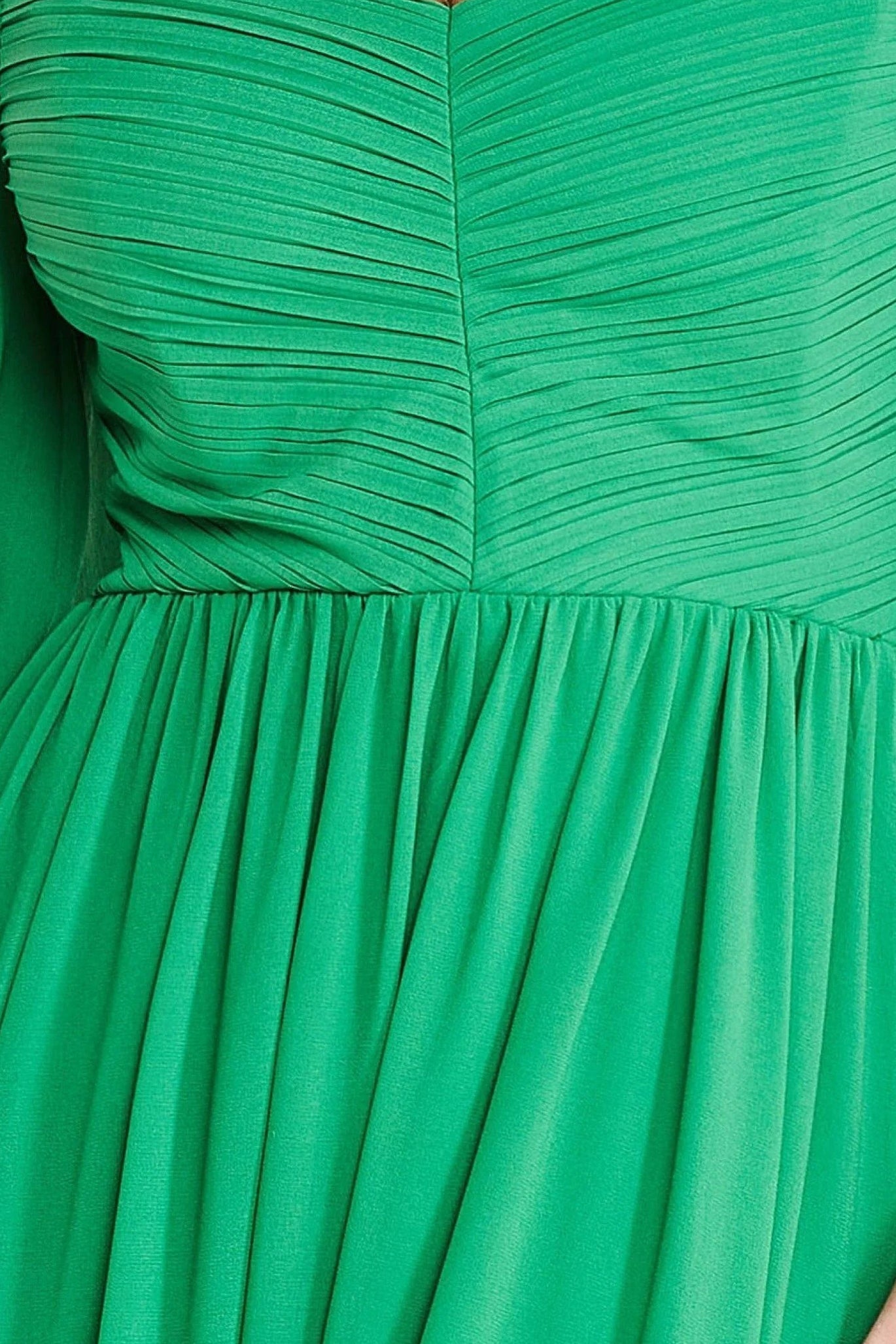 Goddiva Chiffon Off The Shoulder Maxi With Cape Sleeves - Green