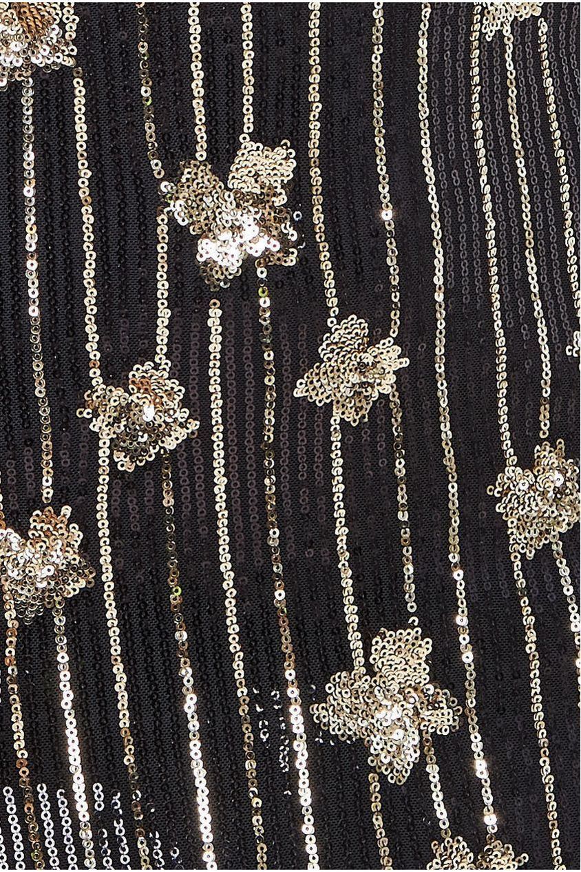 Goddiva Sequin And Feather Boobtube Midi - Black