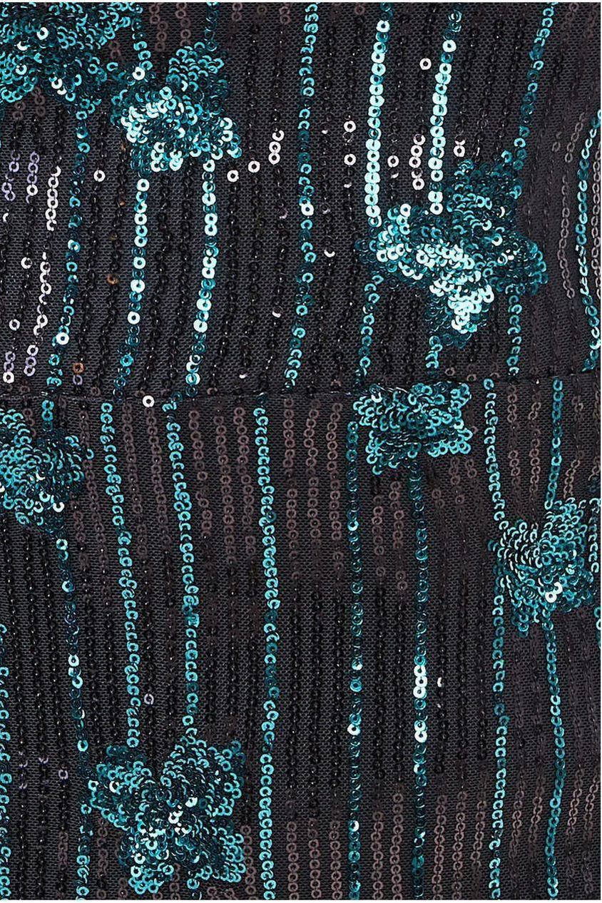 Goddiva Sequin And Feather Boobtube Midi - Emerald Green