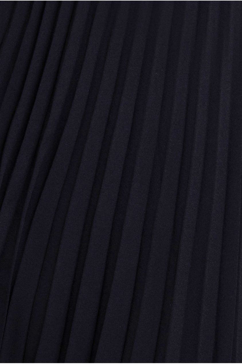 Goddiva Embroidered Top Chiffon Pleated Midi - Black