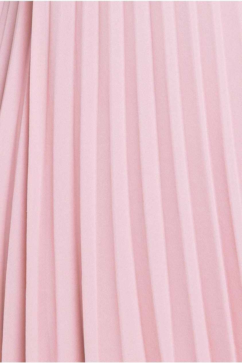 Goddiva Embroidered Top Chiffon Pleated Midi - Blush Pink