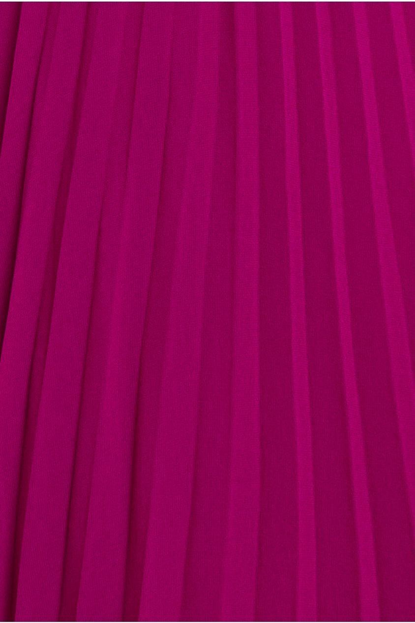 Goddiva Embroidered Top Chiffon Pleated Midi - Magenta