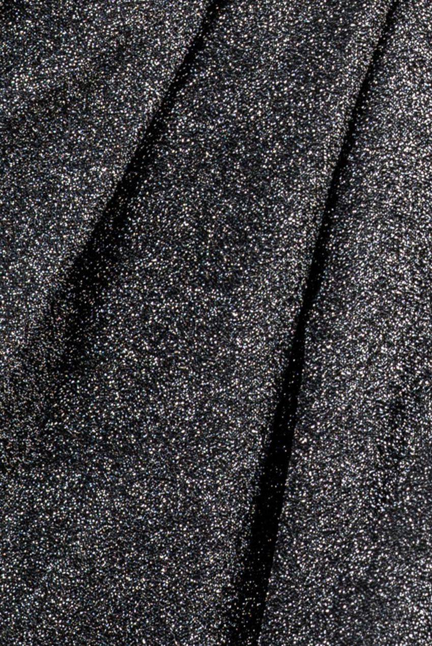 Goddiva One Sleeve Frill Lurex Midi Dress - Silver