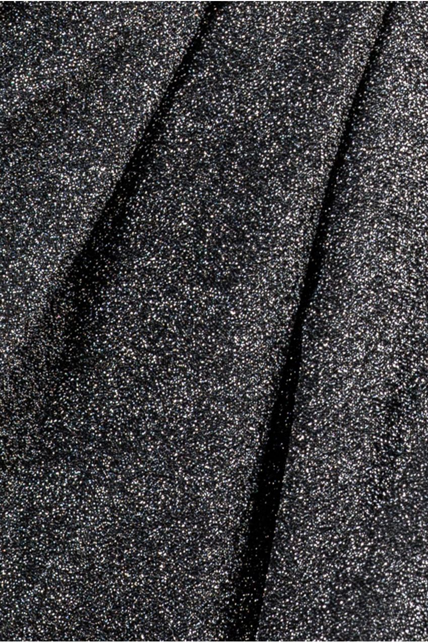 Goddiva One Sleeve Frill Lurex Midi Dress - Silver