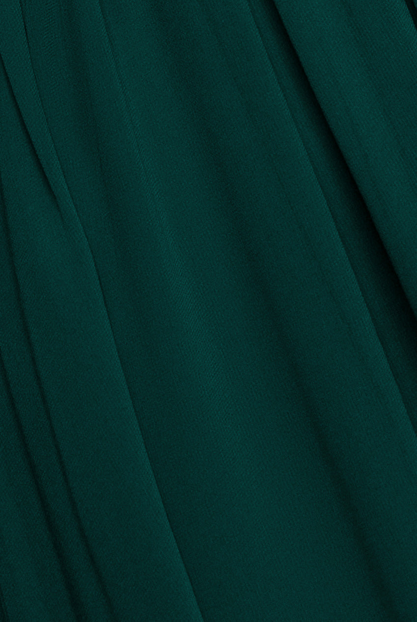Goddiva Crochet & Pleated Top High Low Maxi - Emerald