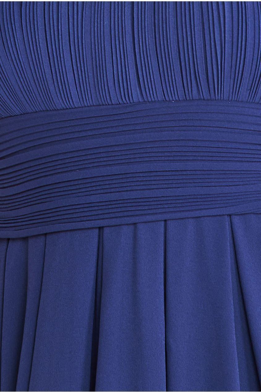 Goddiva Crochet & Pleated Top High Low Maxi - Navy