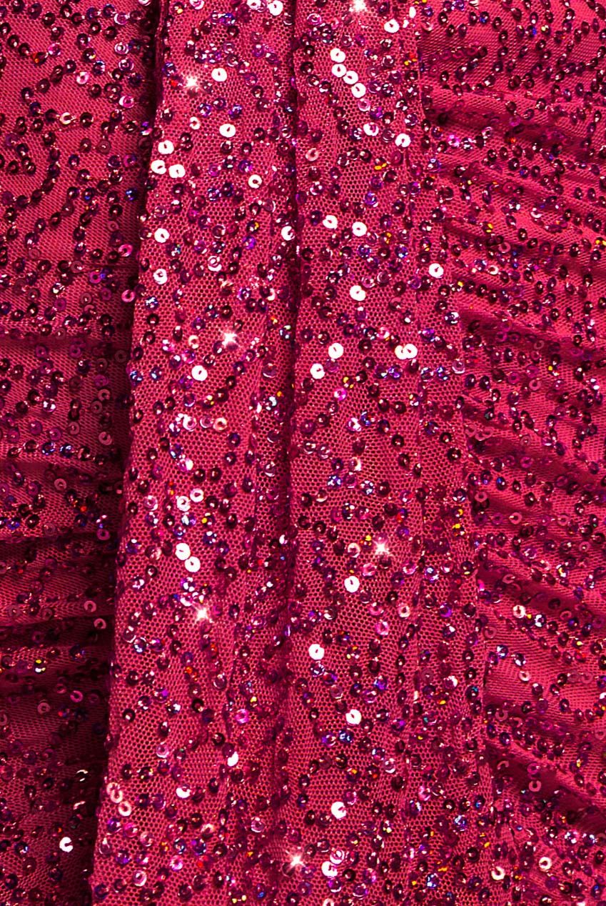 Goddiva Plunge V-Neck Sequin Maxi - Burgundy