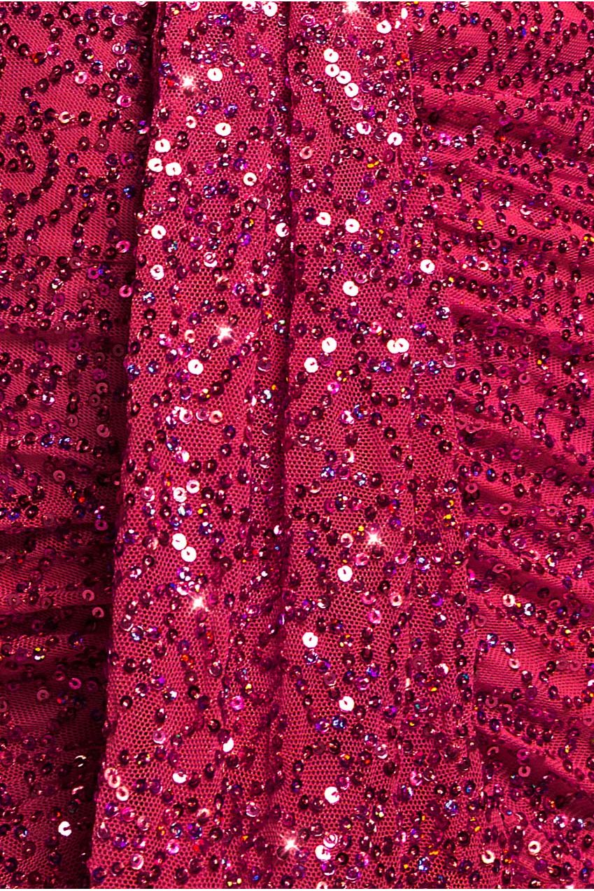 Goddiva Plunge V-Neck Sequin Maxi - Burgundy