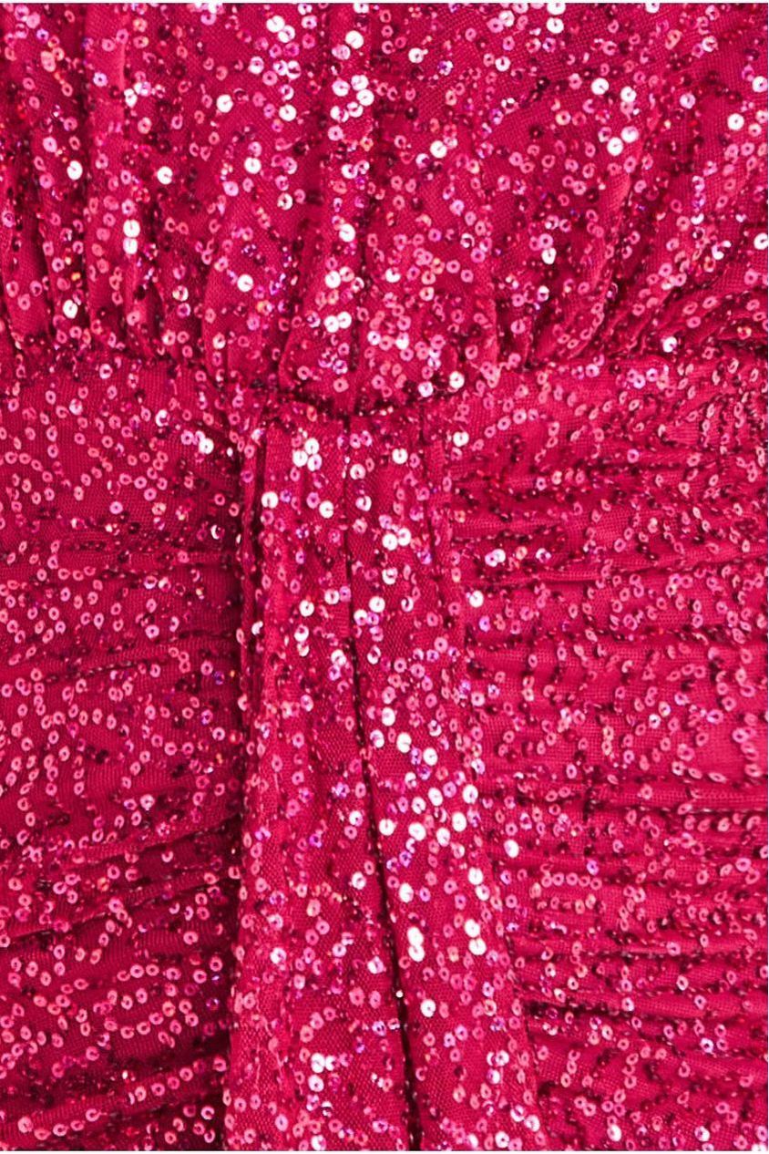 Goddiva Plunge V-Neck Sequin Maxi - Burgundy
