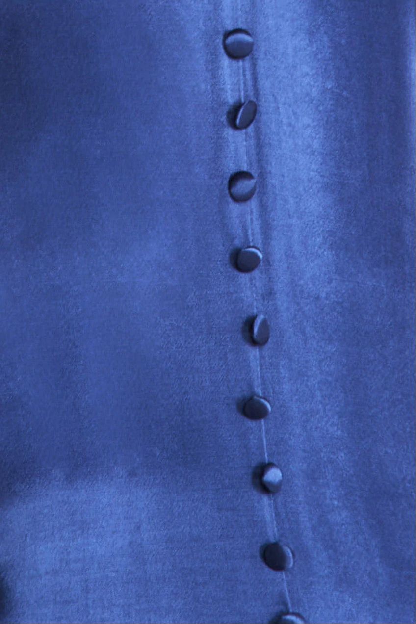 Goddiva Satin Viscose Front Split Maxi - Navy