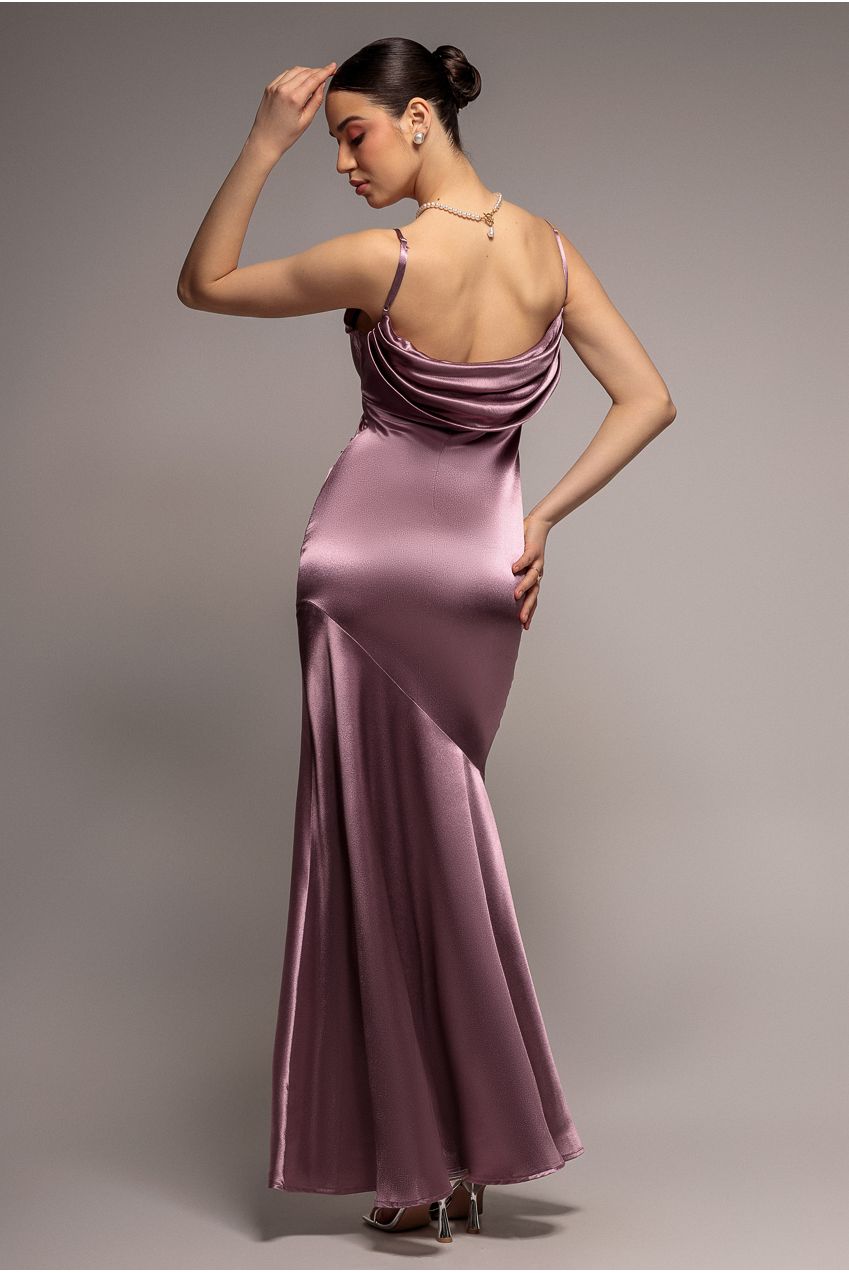 Goddiva Cowl Back Satin Maxi Dress - Rosepink