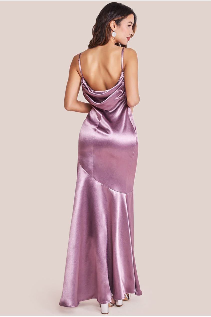 Goddiva Cowl Back Satin Maxi Dress - Rosepink