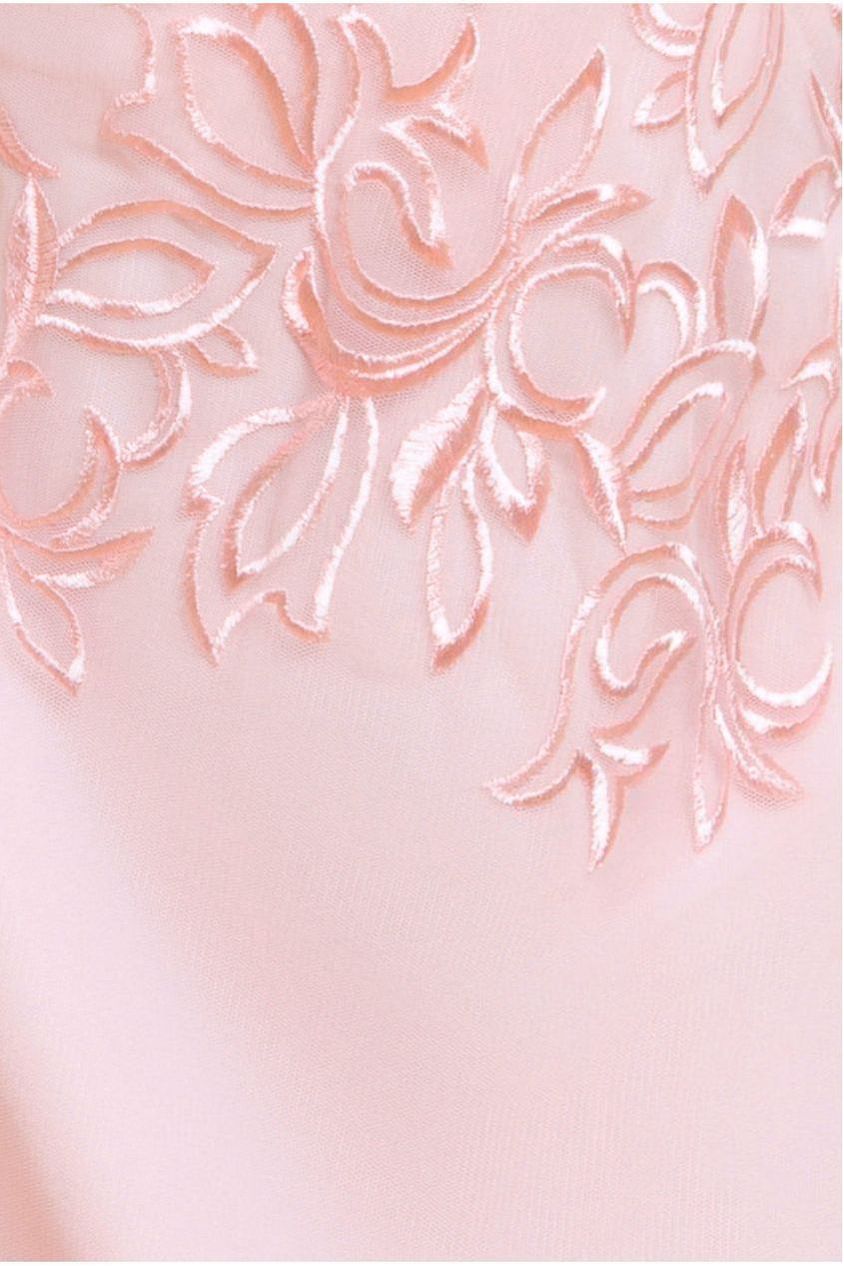 Goddiva Lace Flutter Sleeve Embroidered Mesh A Line Maxi Dress - Pink